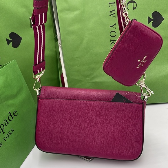 KATE SPADE Rosie Pebble Leather Small Flap Crossbody 
Dark Raspberry 
NWT - Picture 7 of 16